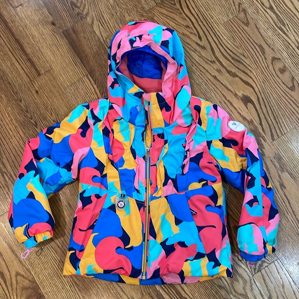 Obermeyer Girls Vibrant Multicolor Hooded Puffer Jacket
